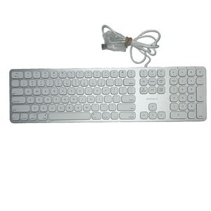MACALLY Small Wired Keyboard for Mac & Windows, Silver Aluminum
